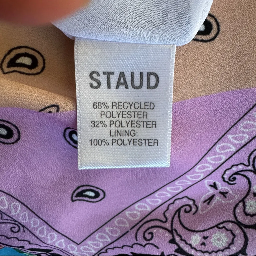 STAUD Multicolor Patchwork Mini Dress EUC Pink Size 4 - Image 5