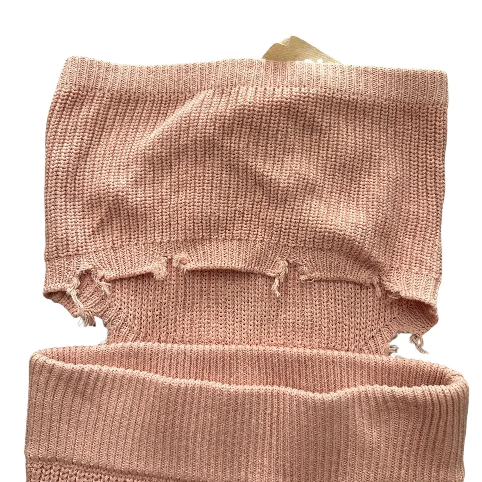 SER.O.YA Lola Knit‎ Distressed Strapless Cutout Dress NWT Small Pink - Image 4