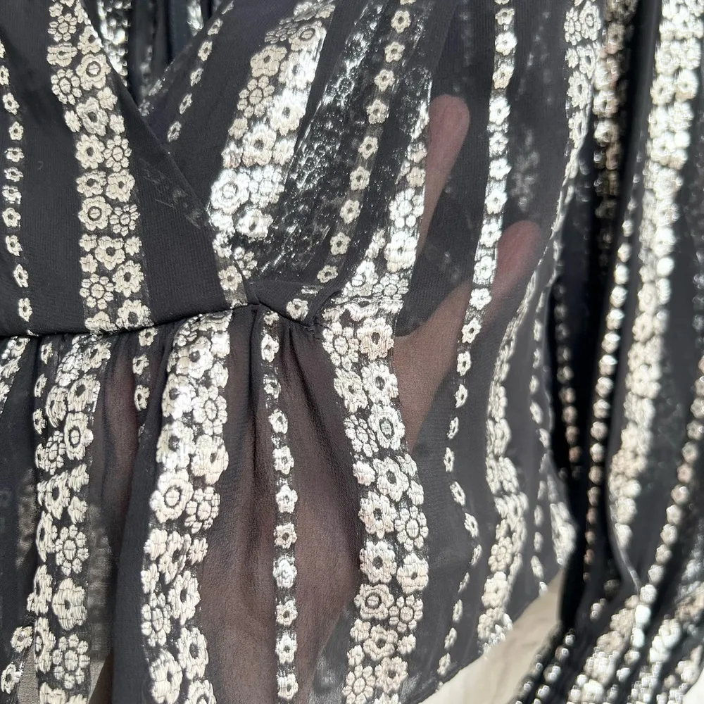 IRO Viviana black silver lurex blouse FR 36 / 4 - Image 4