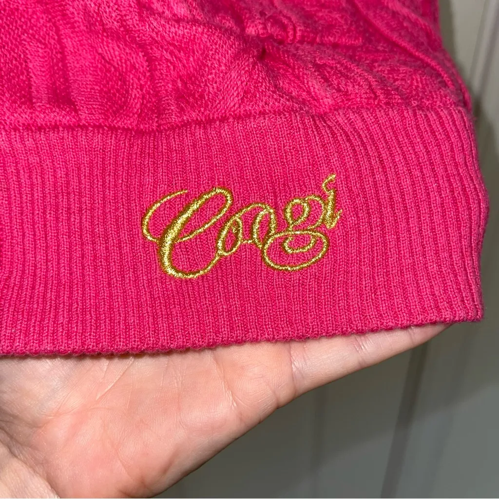 Coogi  Sweater women’s  L‎ Pink Cardigan V Neck Grandpa Button Front Vintage 90s - Image 2