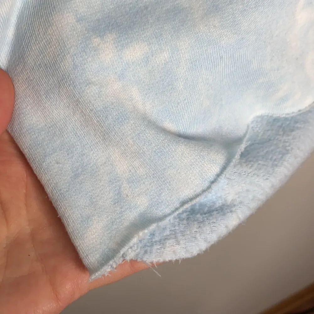 Pink Victoria’s Secret tie dye baby blue cropped hoodie with lace up detail XS - Image 6