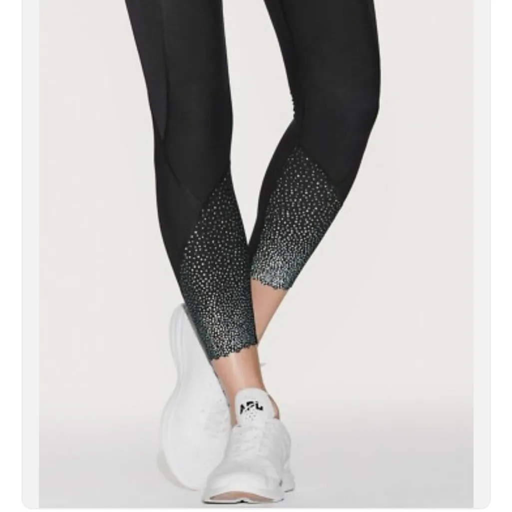 Lululemon Athletica Tight Stuff II Tight Reflective Black Scallop Leggings - Image 9