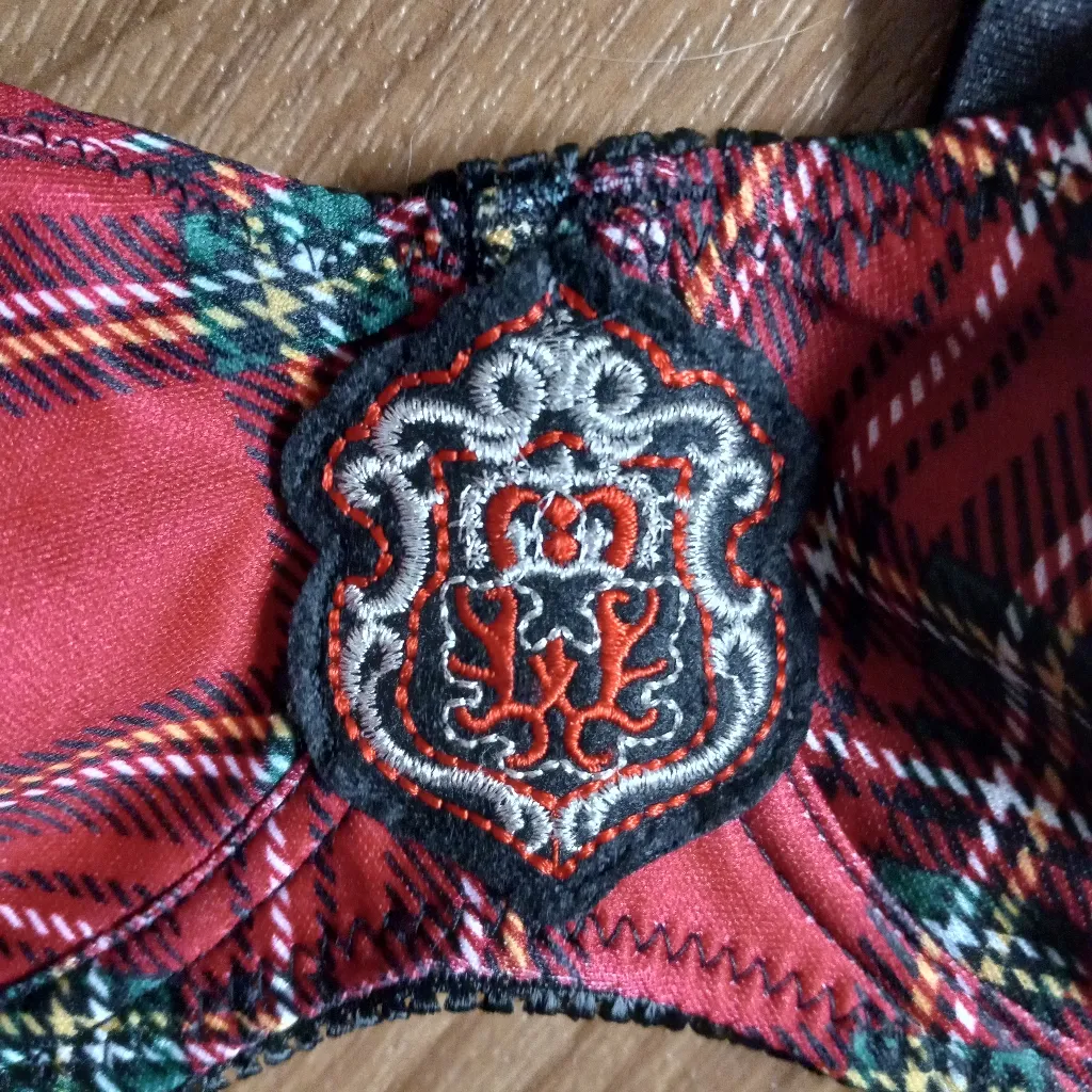 Spirit Halloween M Scottie Girl Crested Red Plaid Underwire Bra Costume - Image 2