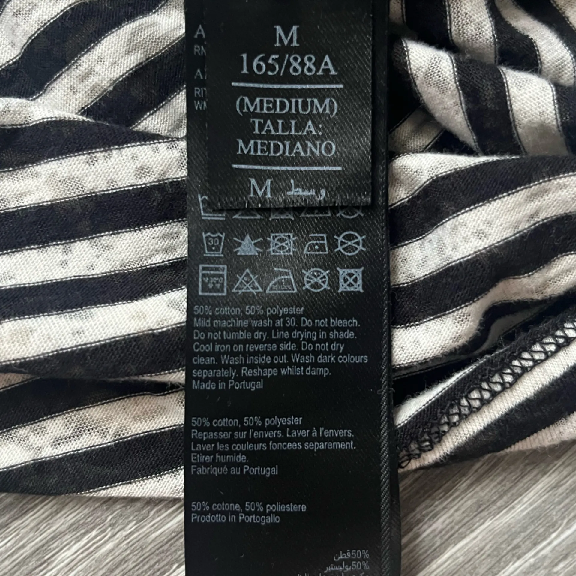 ALLSAINTS Black Cream Striped Boat Neck Dolman Long Sleeve Semi Sheer Top Size M - Image 5