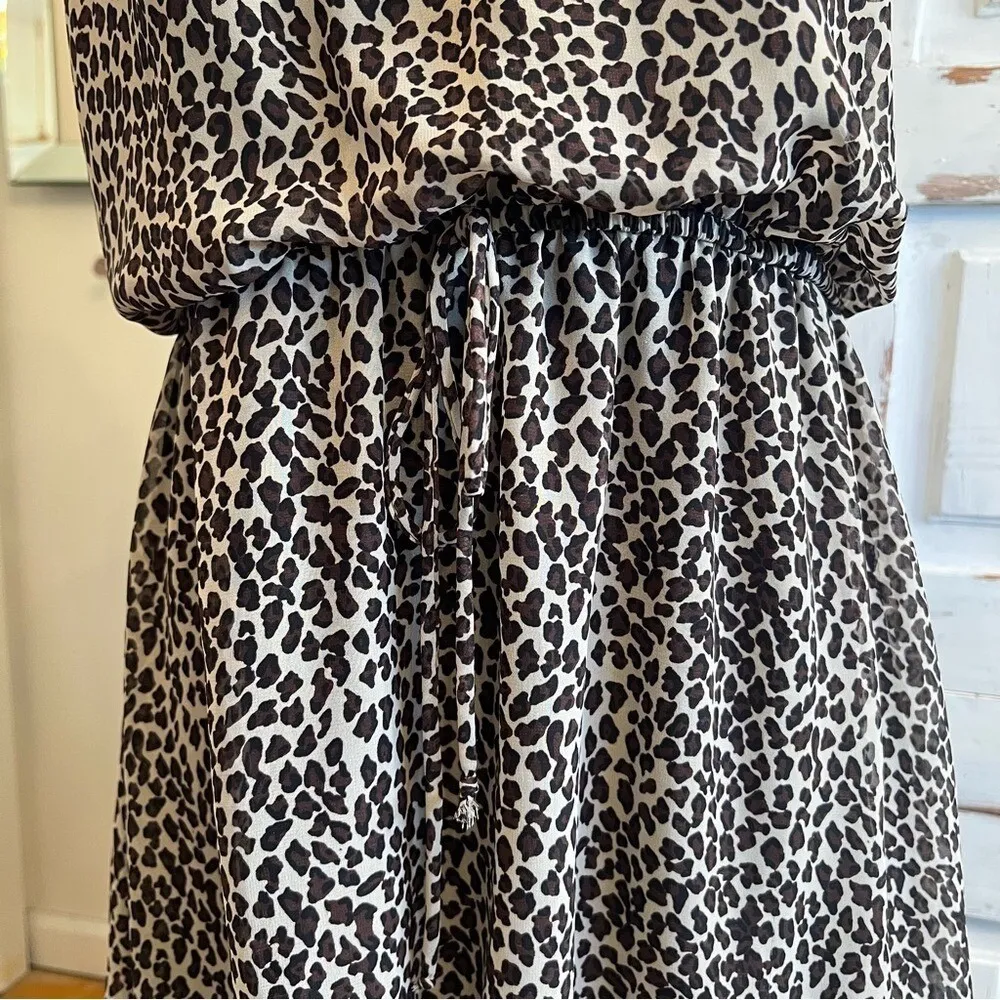 Vintage Leopard Print High Low Halter Dress Boho Indie Festival Y2K Party W6 - Image 7