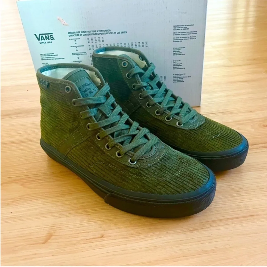 Vans Crockett High Pro Decon - Olive/ Black Corduroy Women 8.0 US Mens 6.5US - Image 7