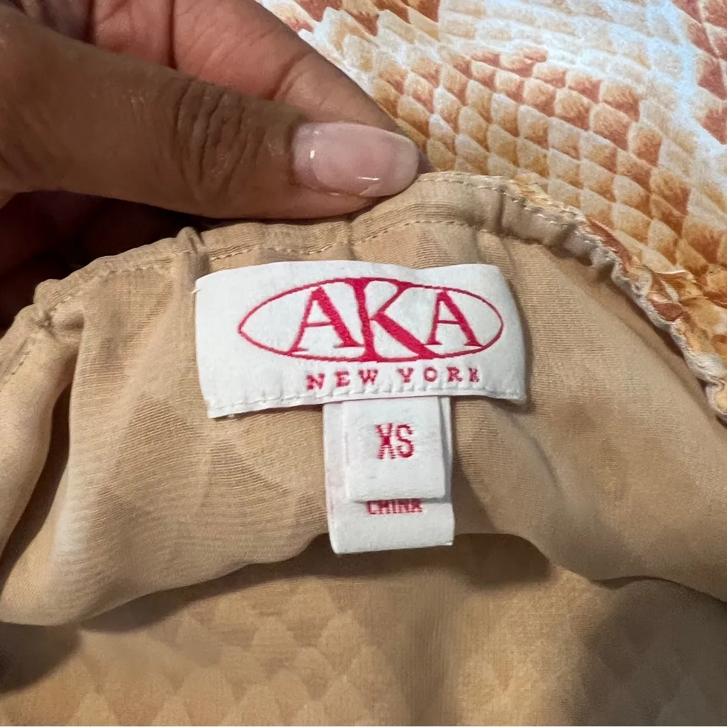 AKA New York Silk Snake Print Tan Brown Strapless Ruffle Layered‎ Maxi Dress XS - Image 9