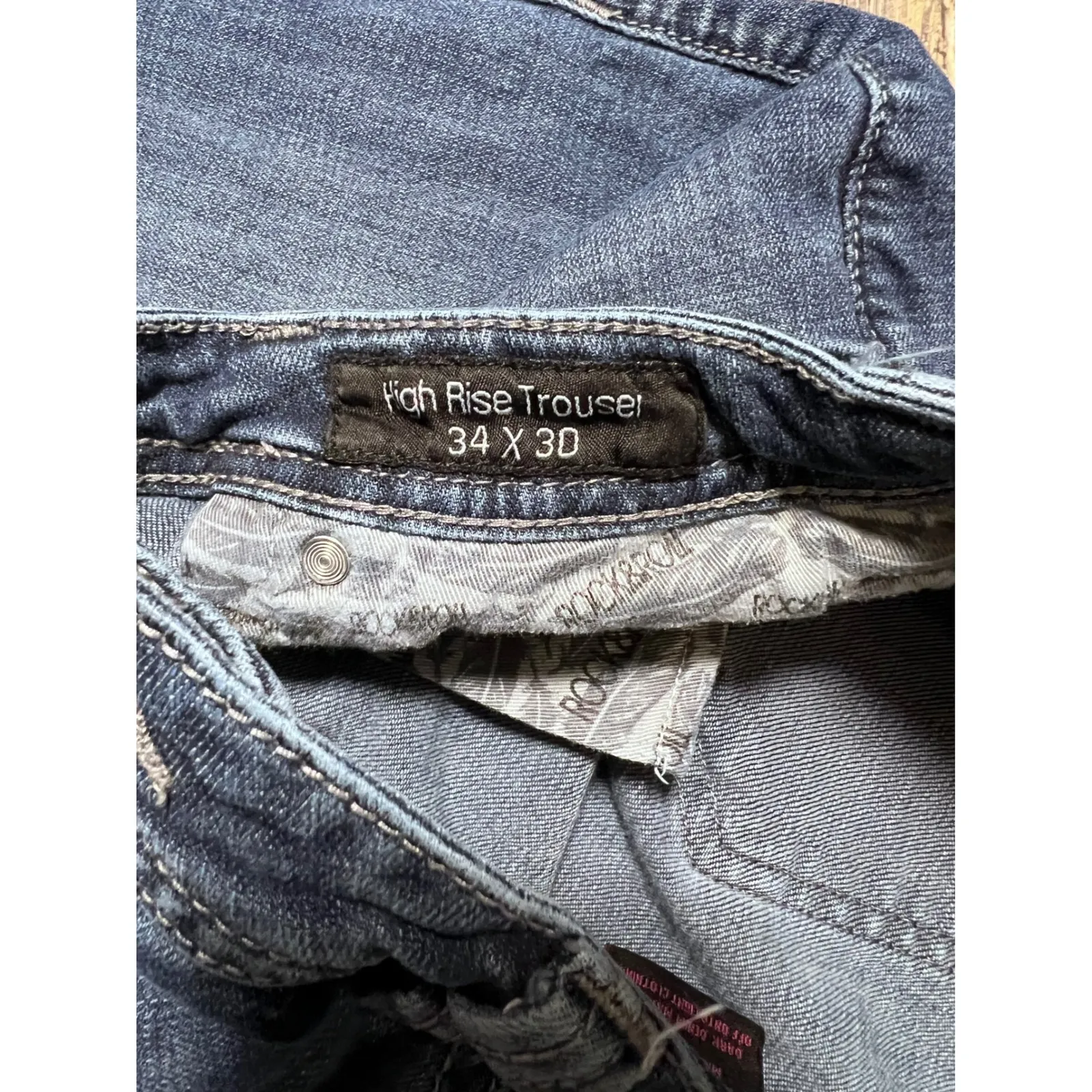 Rock & Roll Cowgirl High Rise Trouser Flare Jeans Womens 34x30 Button‎ Fly Boho - Image 9