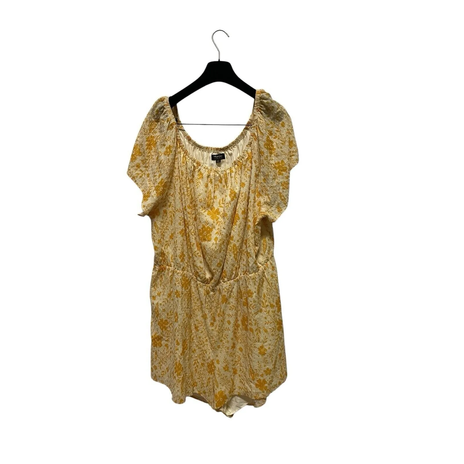 Maree Pourtoi PLUS SIZE CLIP DOT OFF SHOULDER ROMPER YELLOW Floral Plus Size 24 - Image 2