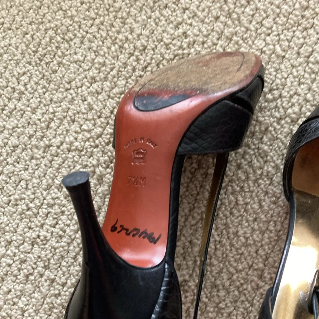 Donald J Pliner Black Croc Patterned Leather High Heel Shoes Pumps Size 7.5 - Image 7