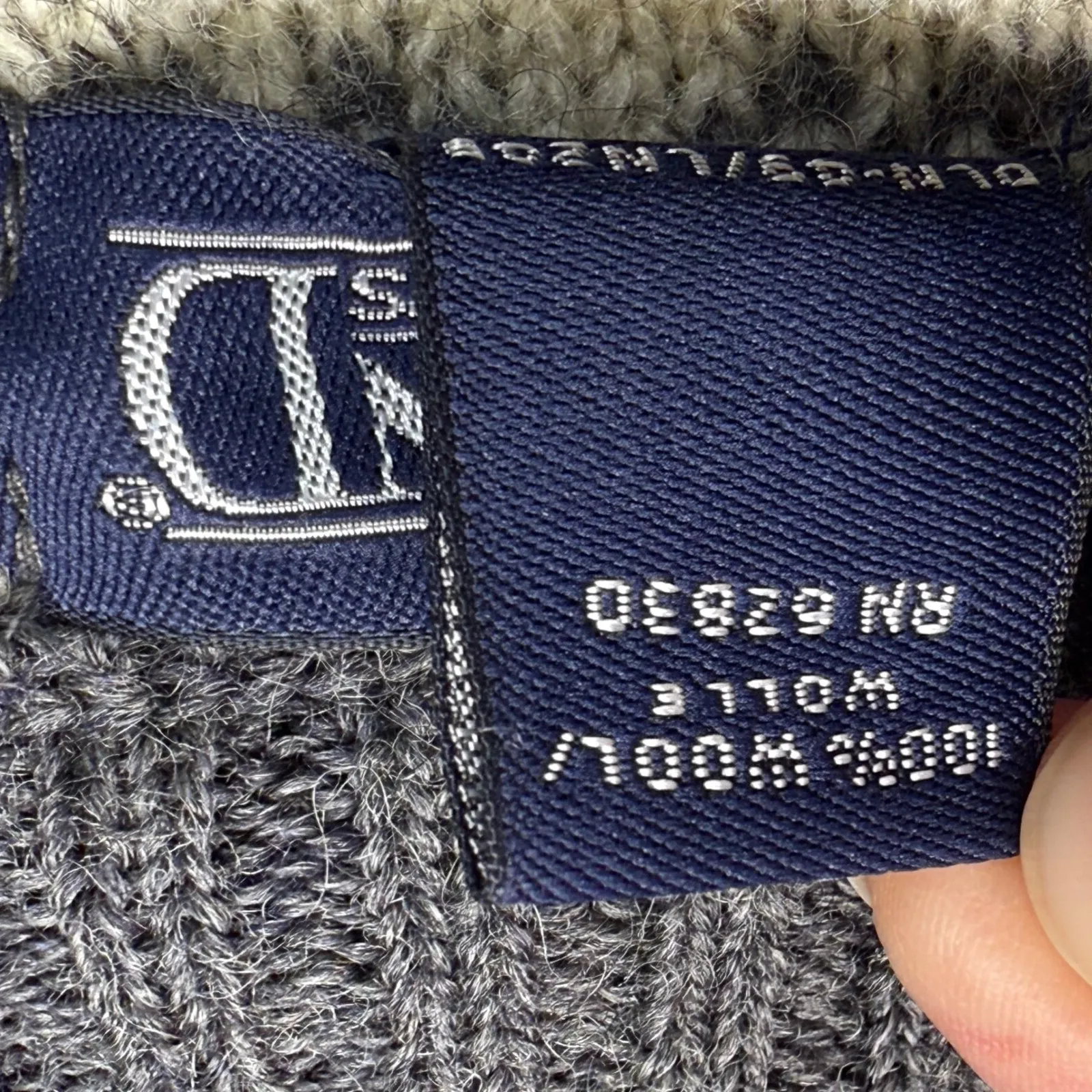 Lands' End Wool Fair Isle Full Zip Cardigan Sweater Nordic Gray Cream M - Image 7