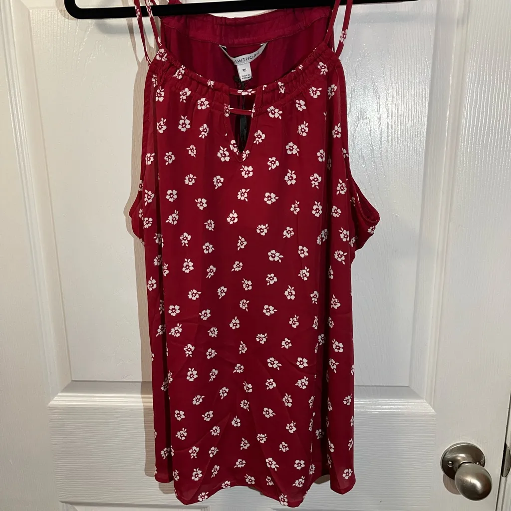 41 Hawthorne Red White Floral Blouse Rayon Blend Sz XXL NWT - Image 2