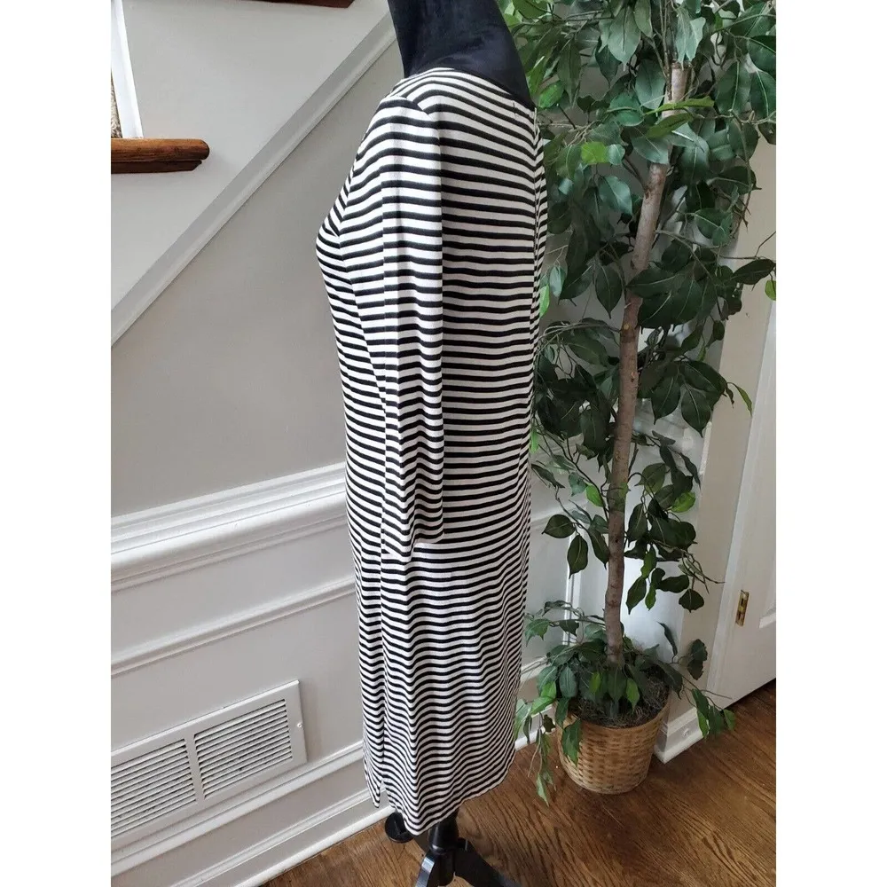 Chelsea & Theodore Womens Black Striped Long Sleeve Knee Length Dress Size Small - Image 6