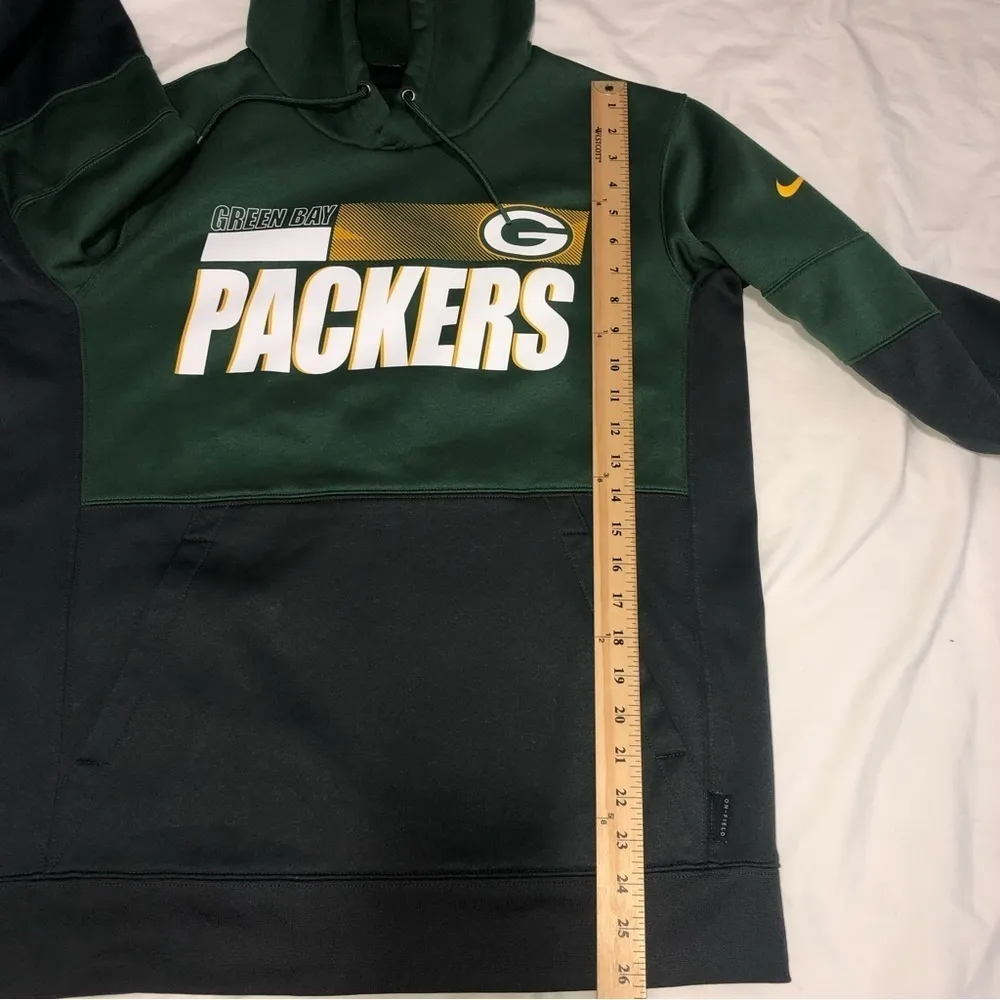 Green Bay NFL Hoodie Size M Nike Onfield Apparel Long Sleeve Gray Swoosh Unisex - Image 7