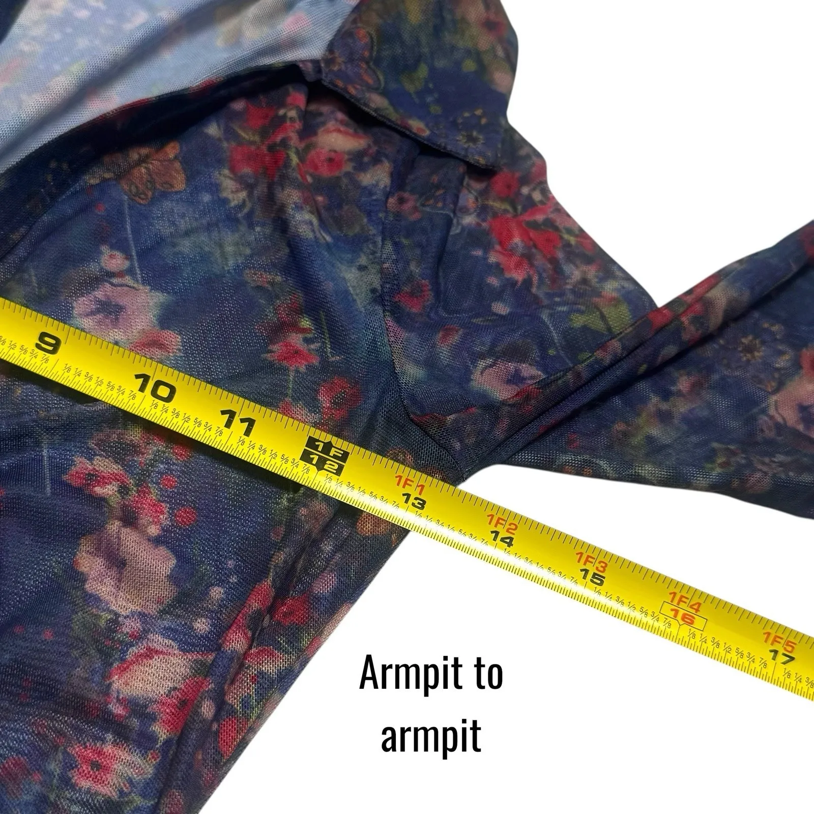 Natural Life Carina Sheer Mesh Floral Button Up Watercolor Boho Ethereal S - Image 10