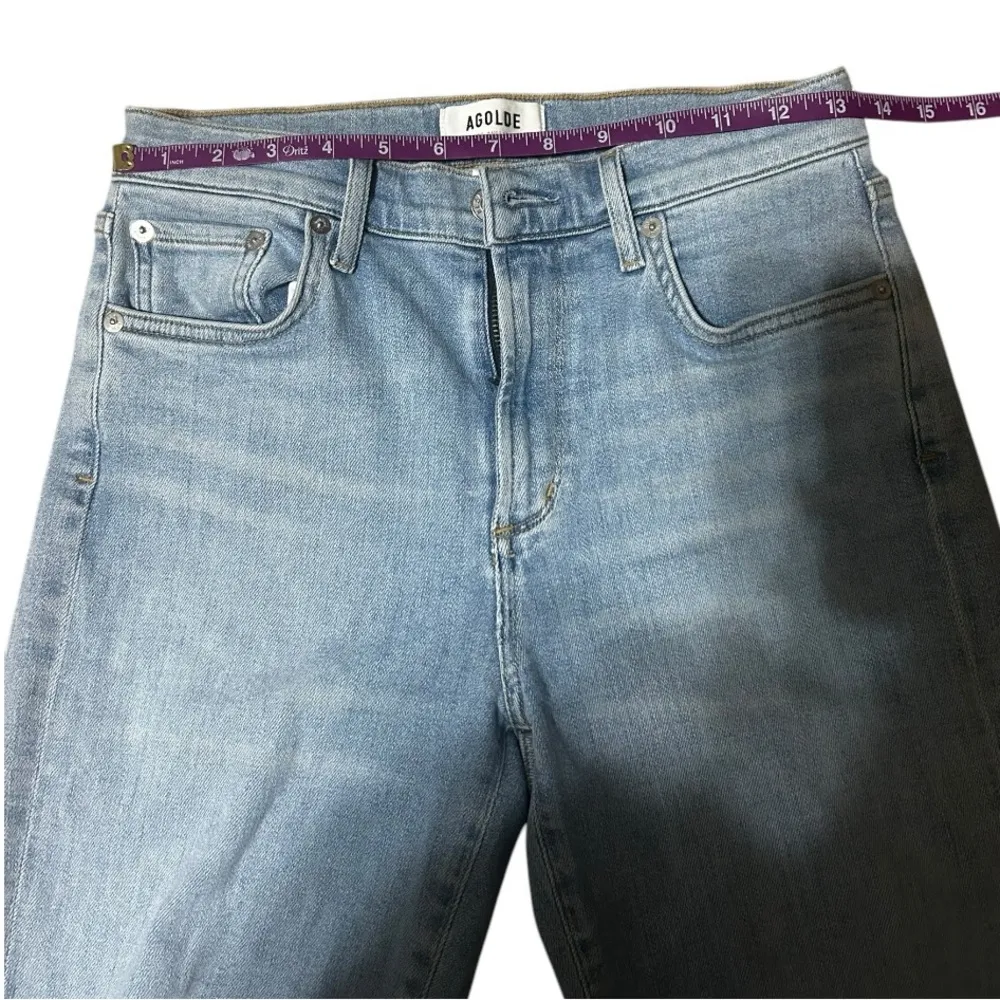 Agolde Sophie Light Wash Mid Rise Crop Jeans Raw Hem Size 27 Revolve - Image 5