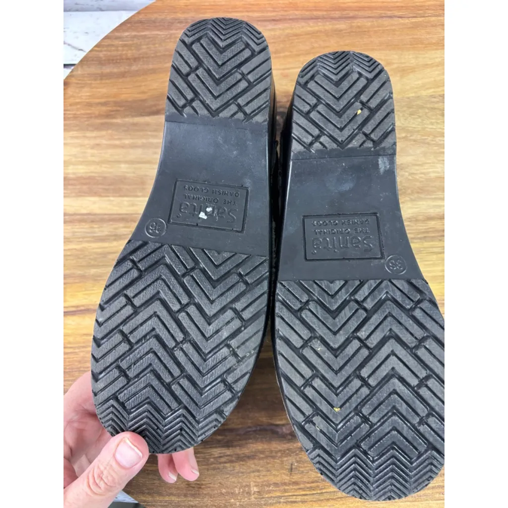 Women's Sanita Black Lizard Embossed Leather Clogs Size 5.5 - Image 9