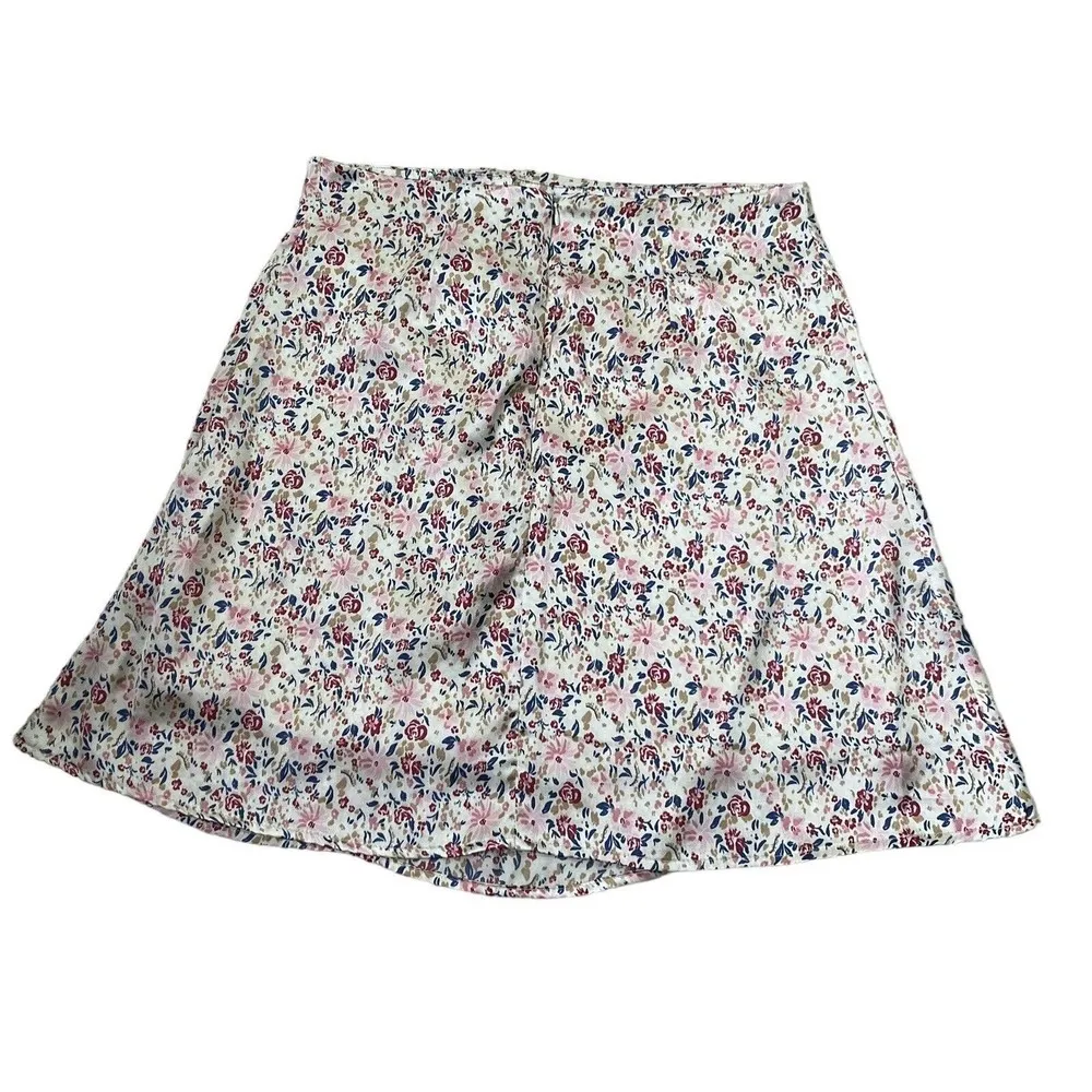 Japna Women Size Medium Floral Mini Skirt A-Line Ruched (21-205) - Image 2