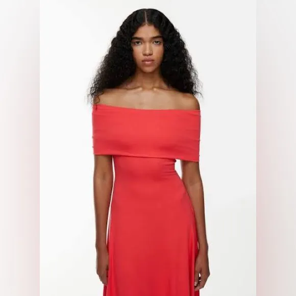 Aritzia Babaton Statuette Dress Off the Shoulder Drapey Jersey Maxi Dress Size M - Image 2