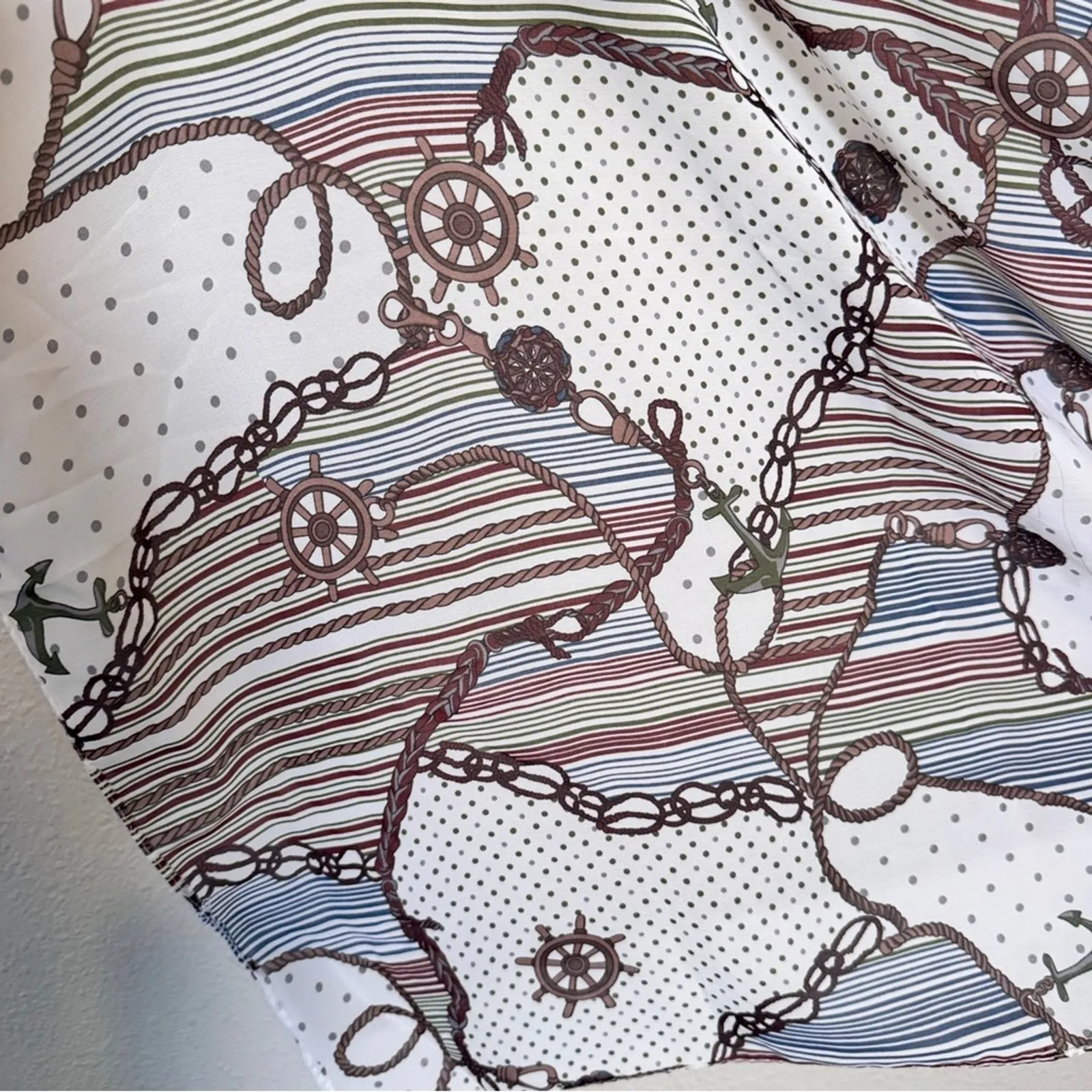 Zara White Brown Rope Anchor Print Scarf Nautical Boat Fall Womens Accessories - Image 3