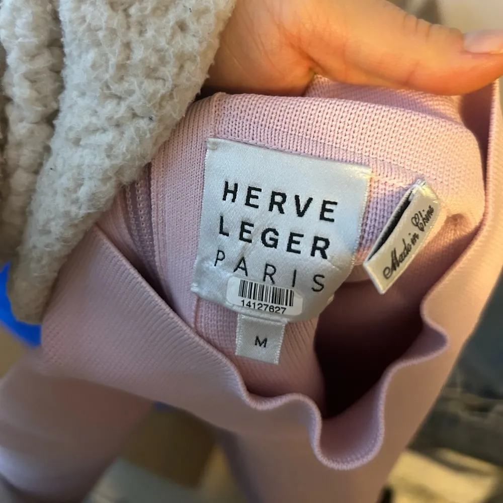 Herve Leger Paris Baby Pink Turtleneck Cropped Top - Image 3