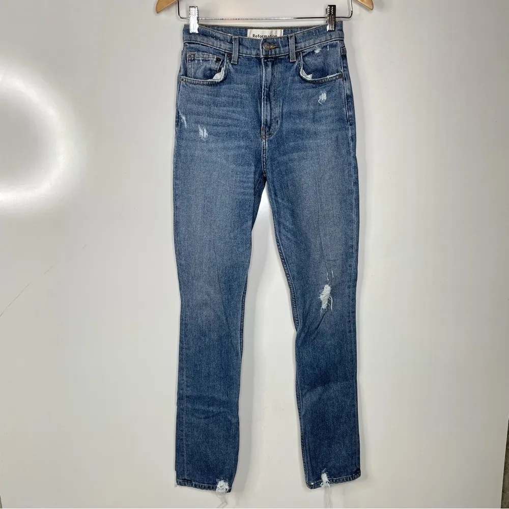 Reformation Hepburn Jeans in Rainier‎ Wash Size 24 - Image 4