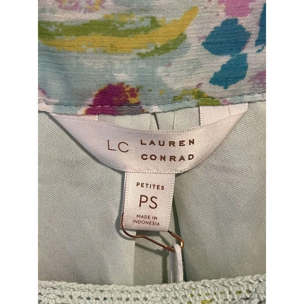 LC Lauren Conrad Shirt Womens PS Petite Small Floral Lace Sheer Top Blouse NEW - Image 6