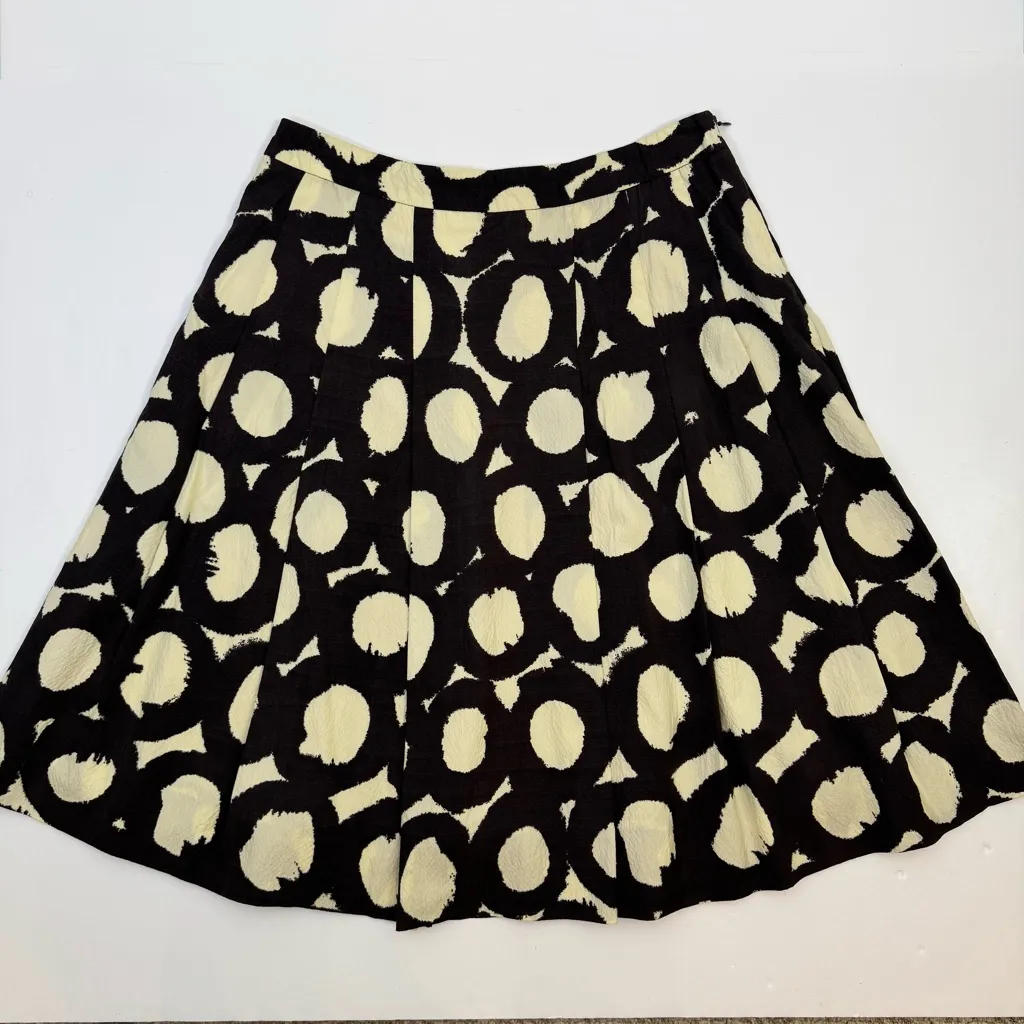Moschino Brown Cream Abstract Polka Dot A-Line Pleated Skirt Size 8 Medium - Image 8