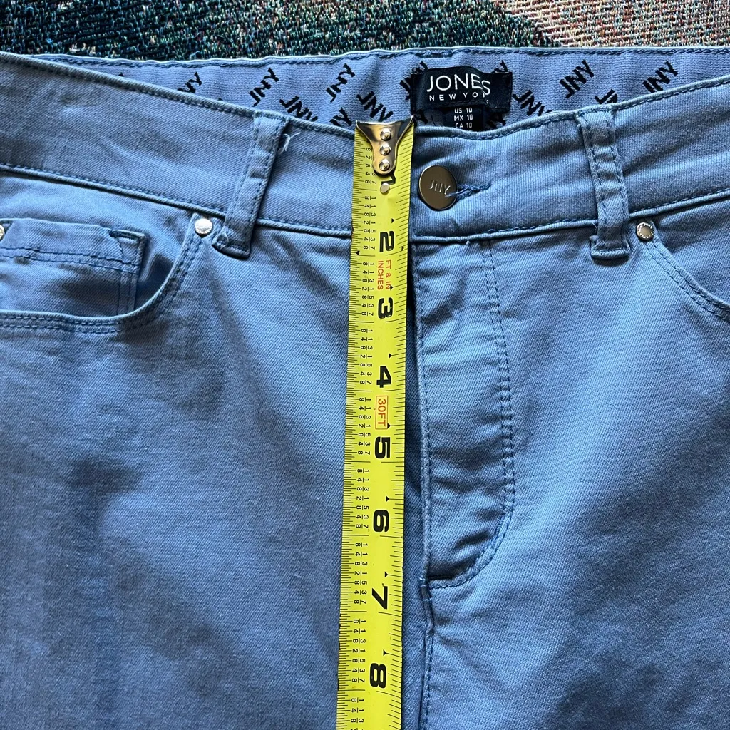 Jones New York Blue Straight Leg Jeans High Waist Inside Graphic Print SZ 10 - Image 11