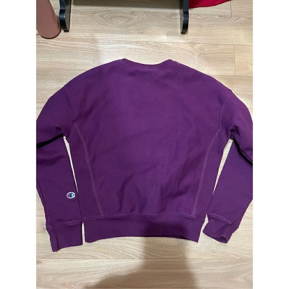 Champion embroidered purple crewneck size xs - Image 3