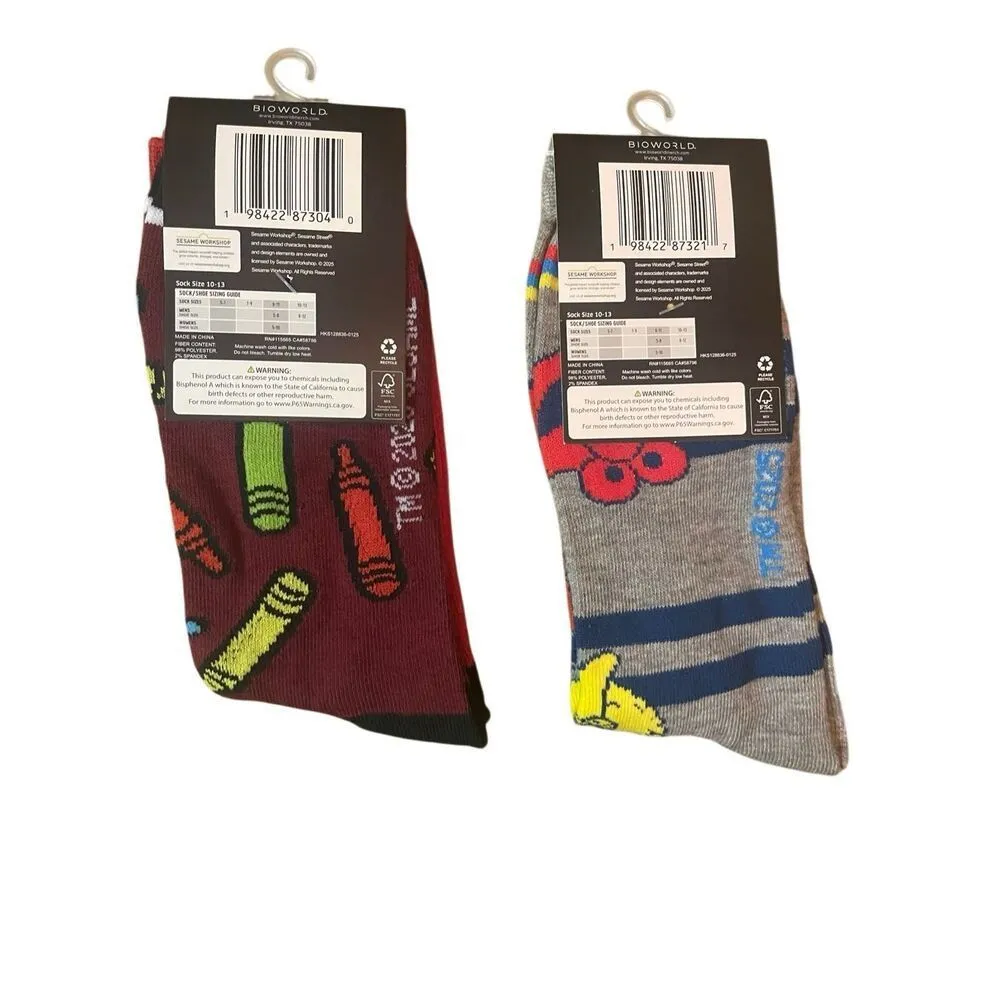 Sesame Street Elmo & Cookie Monster Novelty Crew Socks Size 10–13 - Image 3