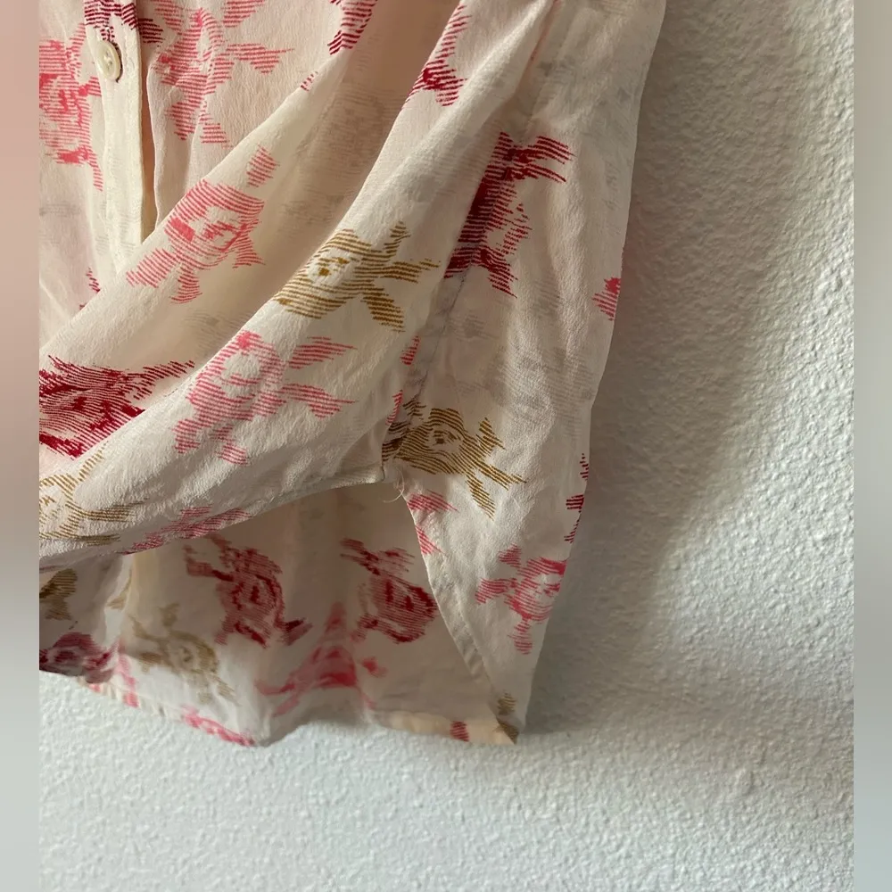 Equipment femme silk floral button down short sleeve top Sz XS - Image 7