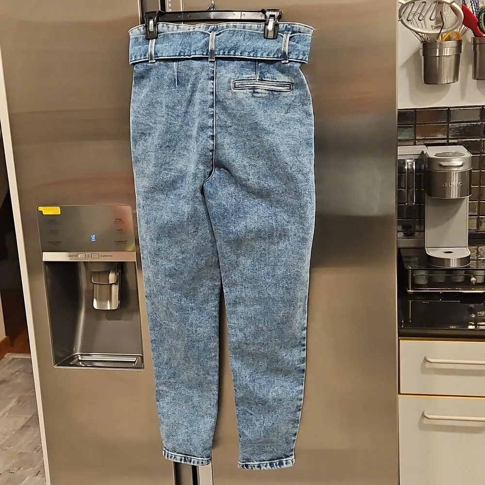 💕SEZANE💕 Austin Belted Paperbag Denim Trousers ~ Bleached Blue FR 36 NWOT - Image 13
