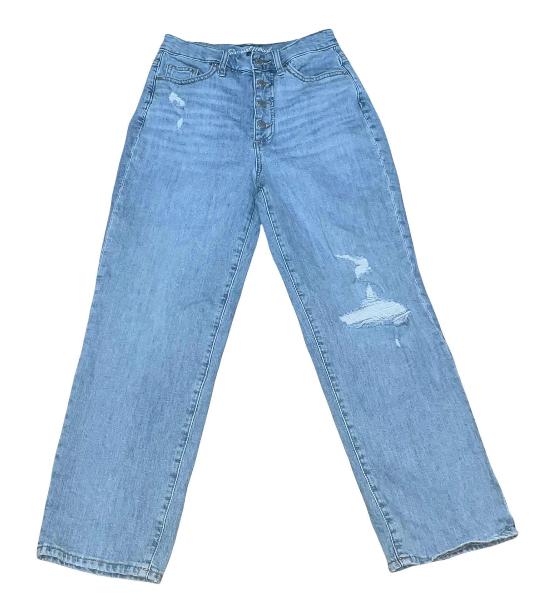 Universal Threads Vintage Straight Button fly Distressed Cropped Jeans - Image 4
