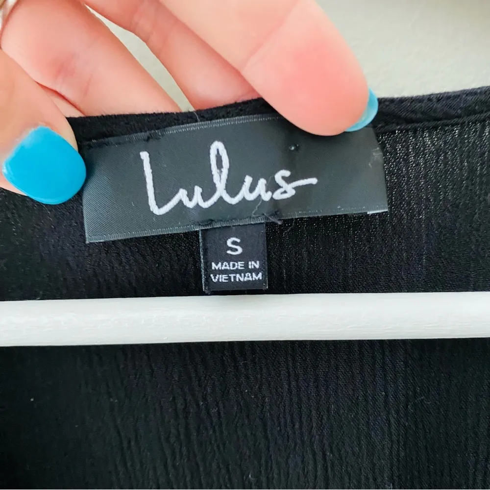 Lulus Long Wrap Dress Black Sz Small - Image 5