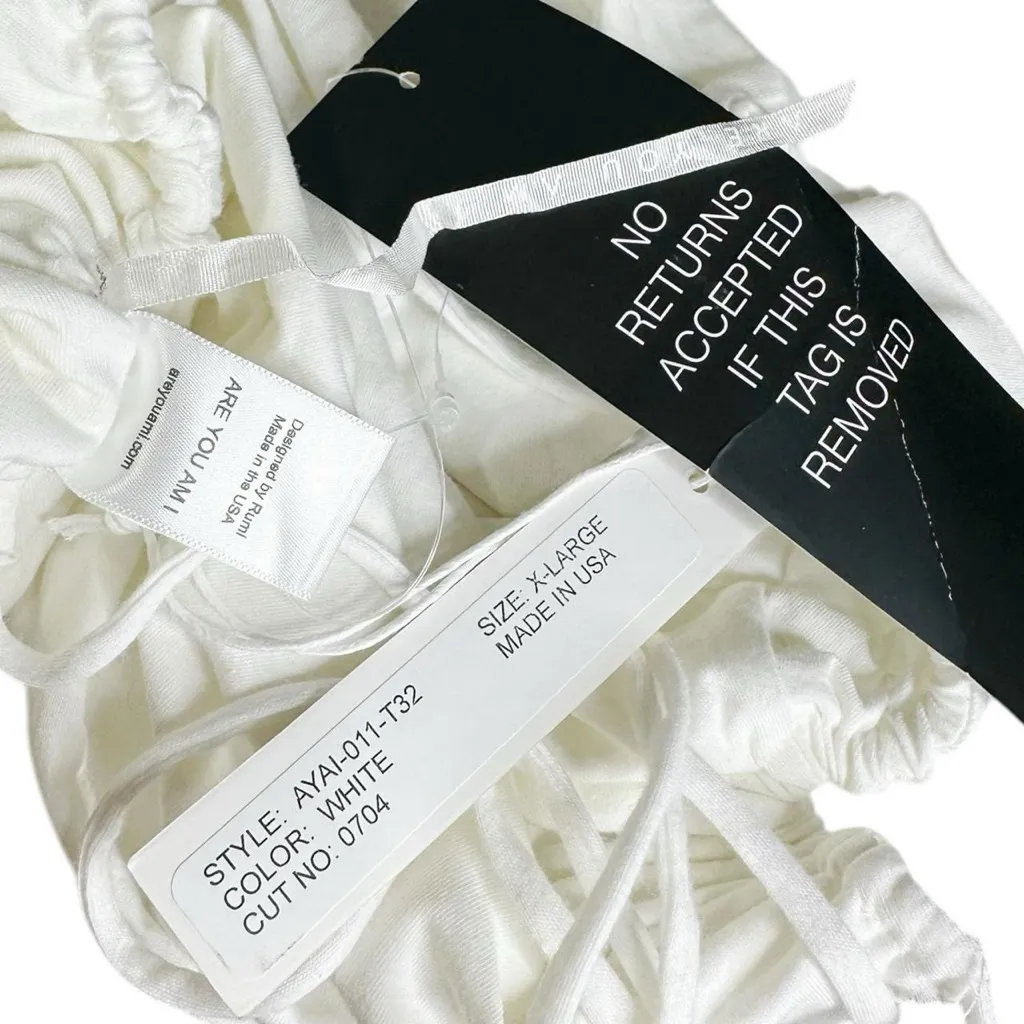 ARE YOU AM I Sanna Backless Back Ties Cropped Tee, White, XL White - Image 12