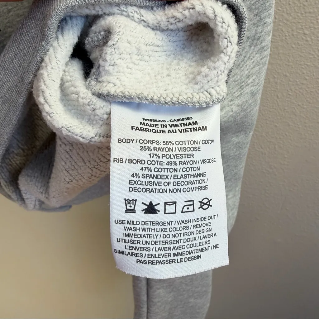 Nike Air Women’s Gray Rally Crew Cropped Sweatshirt Rose Gold Logo Zipper Back M - Image 6