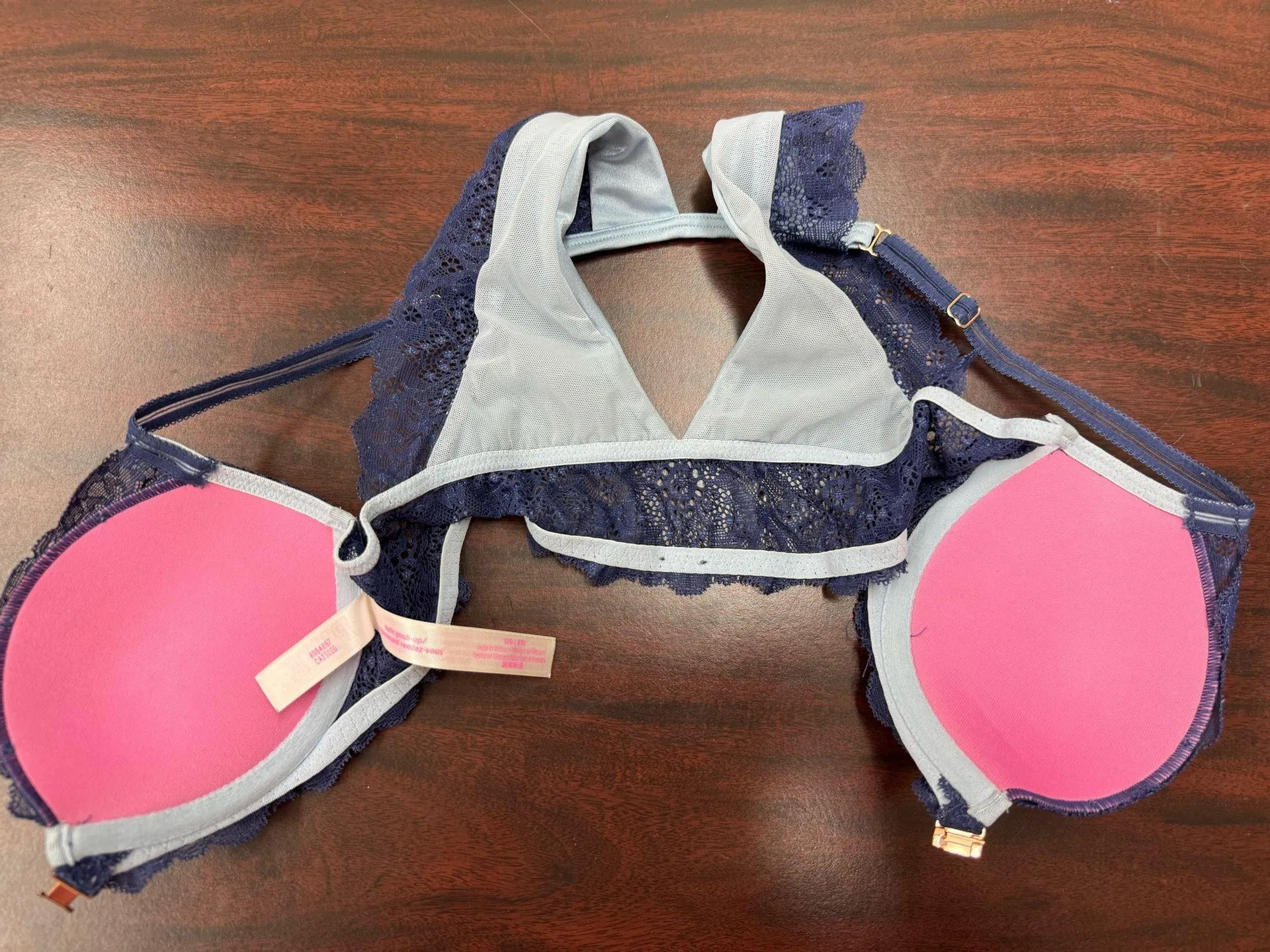PINK Victoria’s Secret Front Closure High Neck Date Push Up Bra Size 32B - Image 3