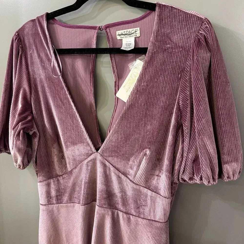 NWT L*space Dress Ruby Velvet Mini Dress Velvet Ribbed Mini Dress Size Large - Image 3