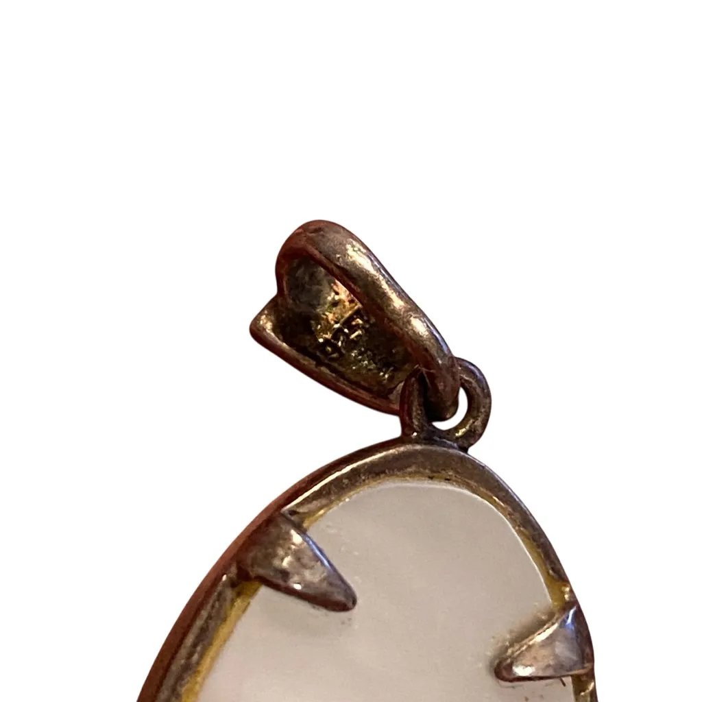Vintage Art Deco Sterling SilverLady Flapper Pendant Mother of Pearl Marcasite Silver - Image 3