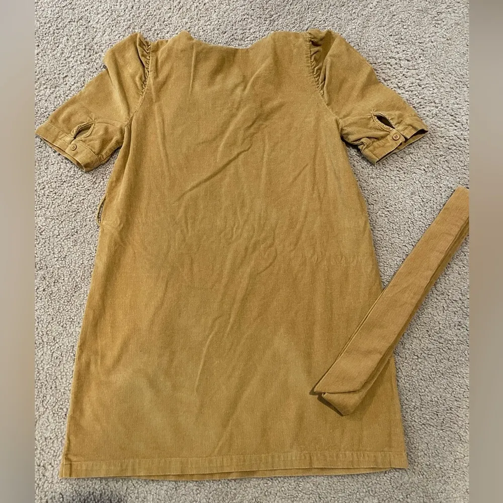 SHEIN V-neck Puff Sleeve Belted Tan/ Brown Mini Dress - Image 9