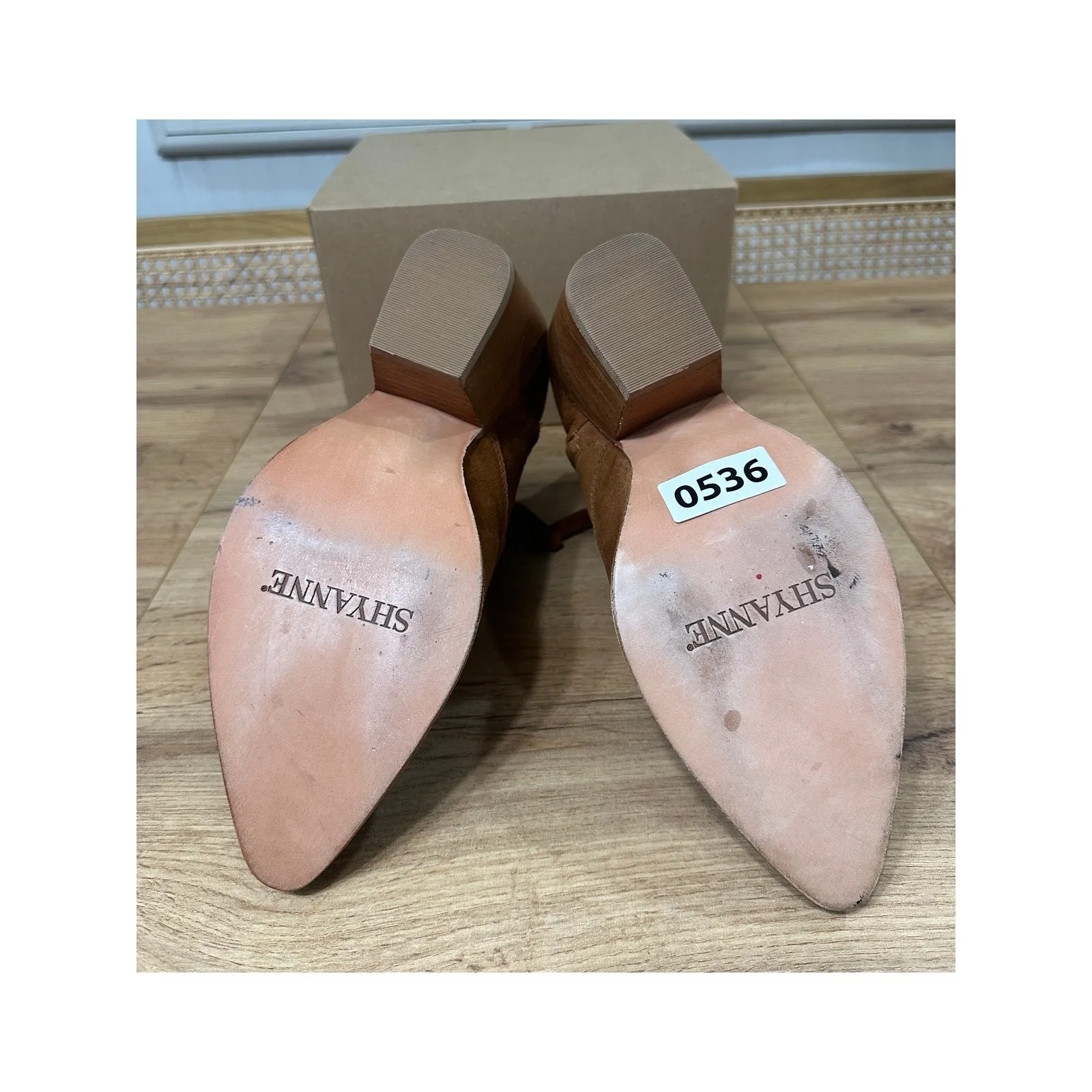 Shyanne Women's Jodi Suede Leather Booties Round Toe Cognac Suede Size 9 NWOT - Image 11