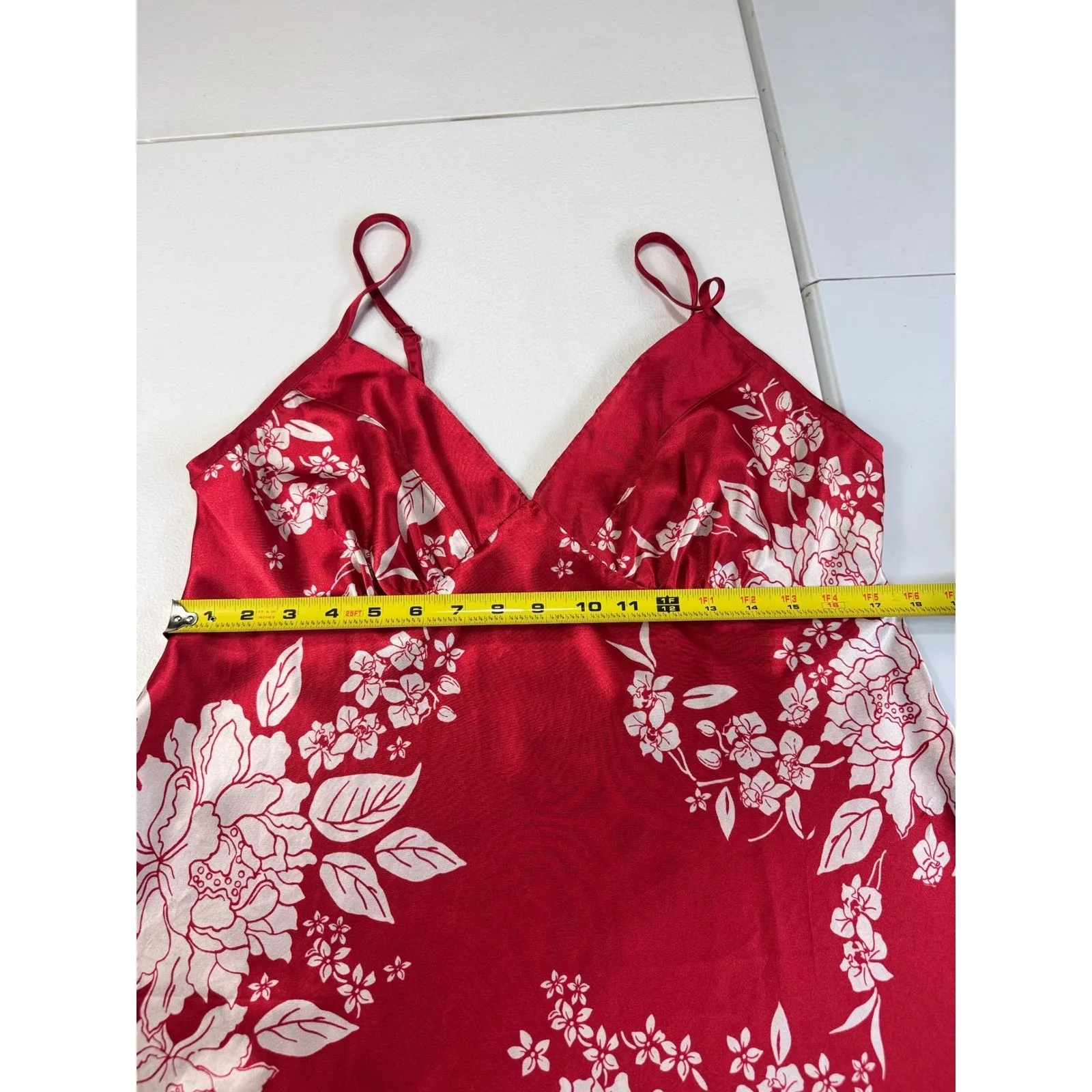 Cacique Red Floral Satin Lingerie Slip Dress Plus Size 14/16‎ - Image 3