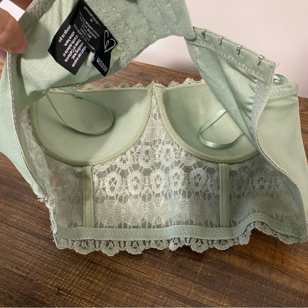 Windsor Light Sage Green Beaded Corset size Medium - Image 8