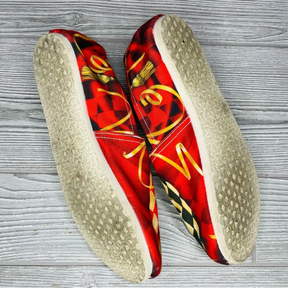 comedy and tragedy casual shoes slip on flats unique w 10 m 9 funny sad shoes Red - Image 5