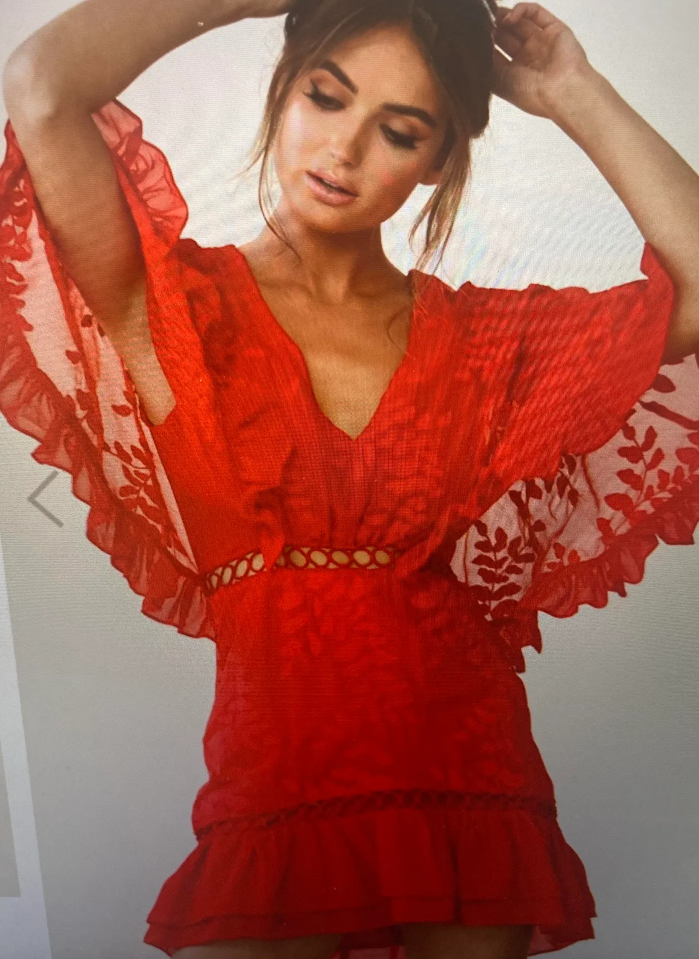 Caspar Batwing Dress -red - Image 2