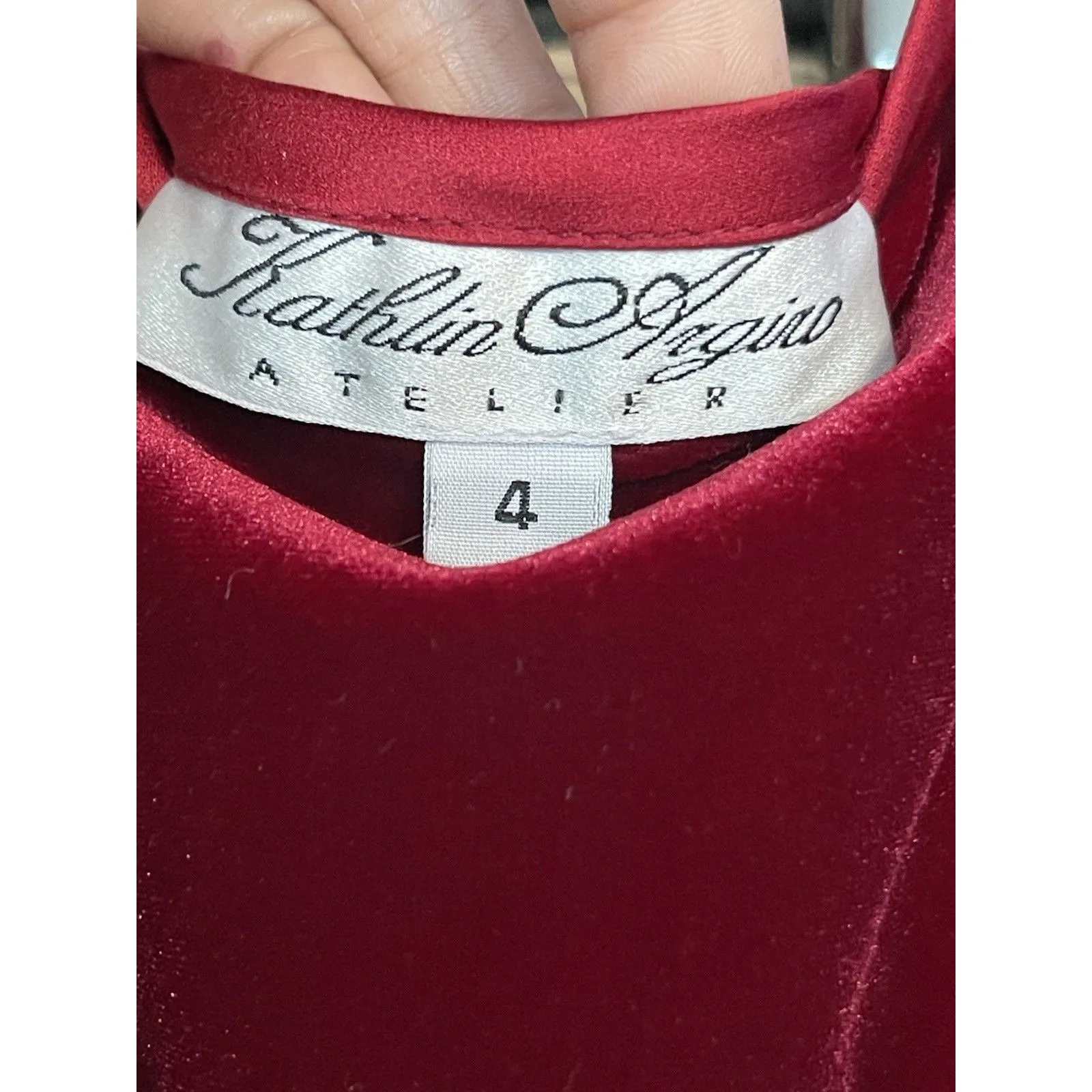 Vintage Y2k 90s Kathlin Argiro Atelier Dress Sz 4 Velvet Whimsigoth Vampy Goth Red - Image 6