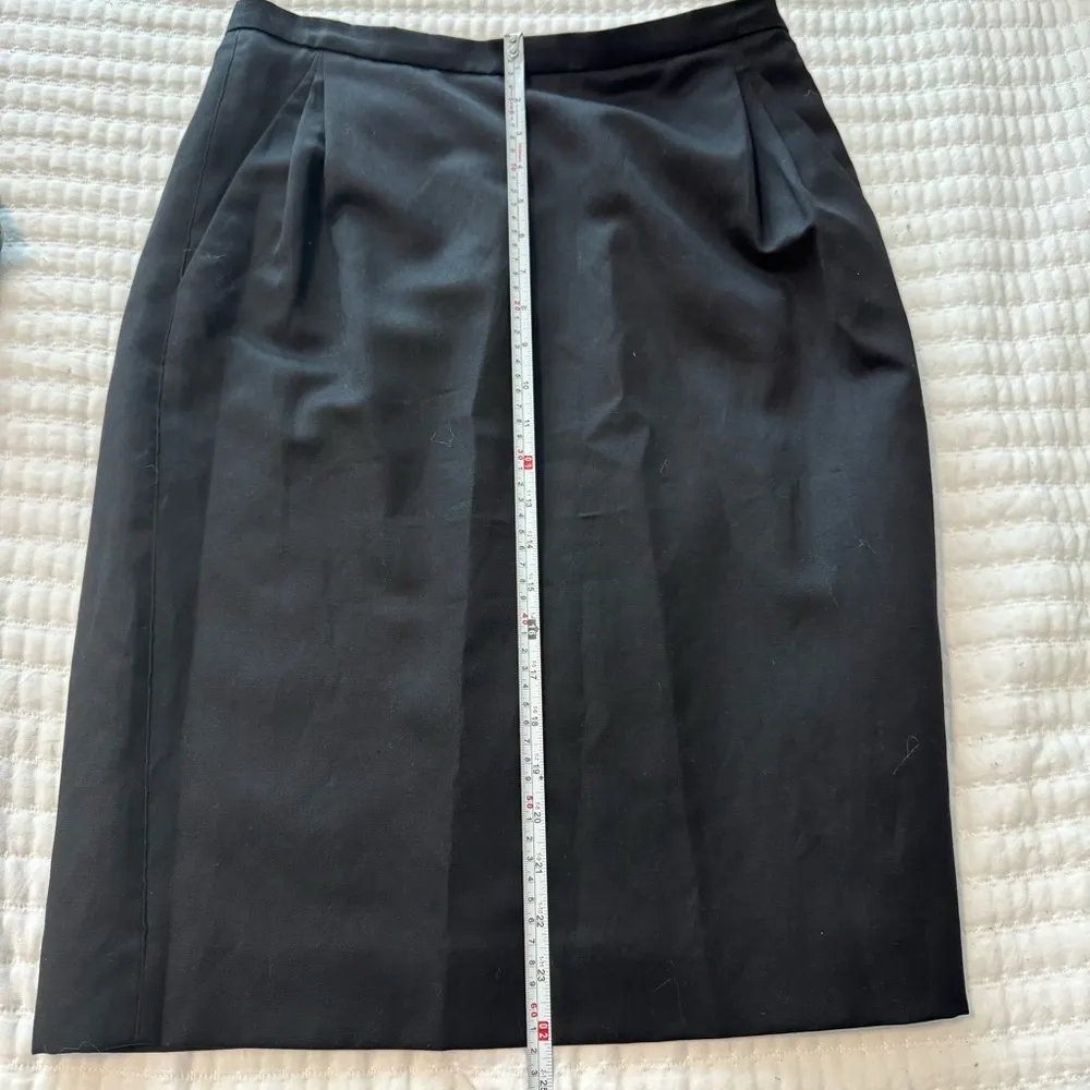 Nicole Farhi Wool and Linen Blend Pencil Skirt Black Size 8 - Image 3