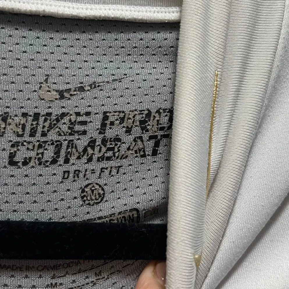 Nike Pro Combat White Mock Neck Long Sleeve Athletic Long Sleeve T-Shirt Size M - Image 6