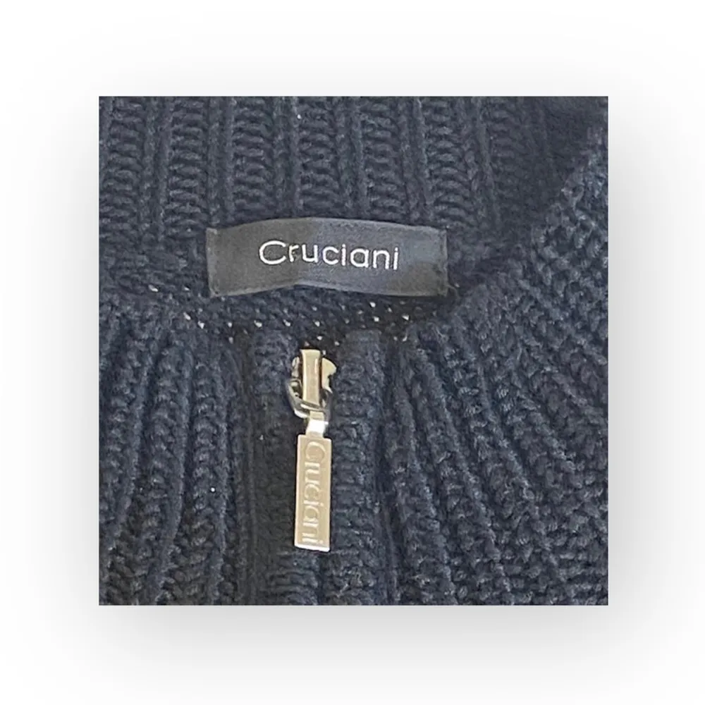 new Cruciani 𖦹 Luxury Fine Knit Zip Cardigan Sweater 𖦹 Black 𖦹 Made in Italy - Image 10